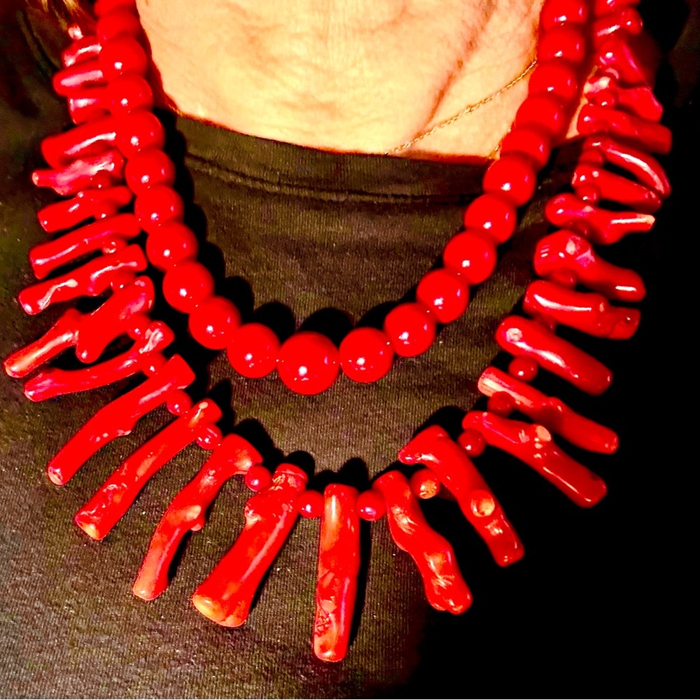 Vibrant Red Coral Necklace